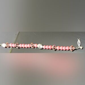 Pink Pearl & Crystal “Joy” Bracelet – Faith-Inspired